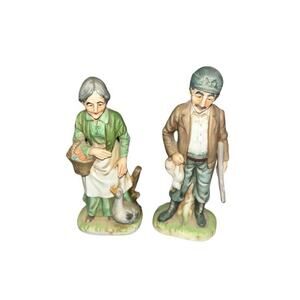Vintage Porcelain Figurines Old Man and Old Woman